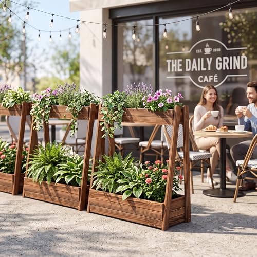 36" 2-Tier Freestanding Elevated Wooden Raised Garden Bed - Image 2