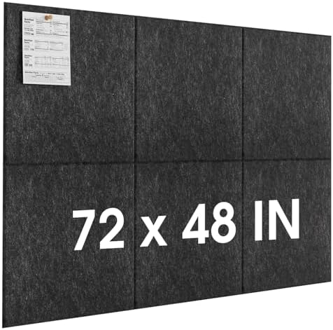 MaxGear Extra Large Bulletin Board 72" x 48", Dark Gray Felt Wall Tiles by MaxGear