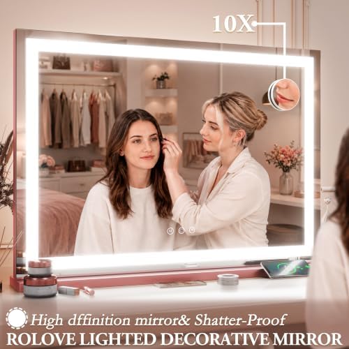 ROLOVE 32"x22" Large Pink Vanity Mirror - Image 5