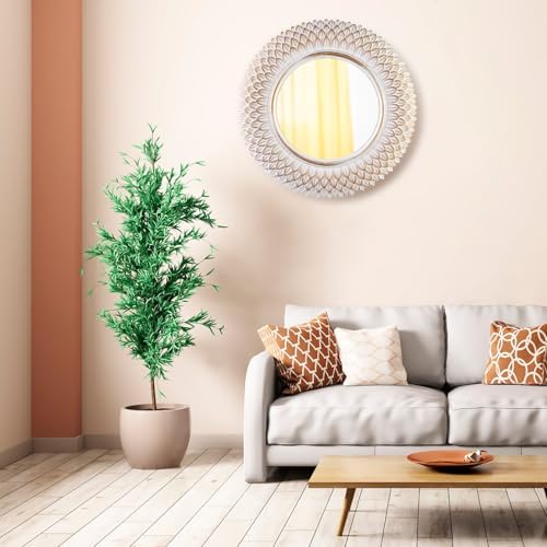 Decorative Wall Mirror, Round White Mirror, 10 x 10in - Image 6
