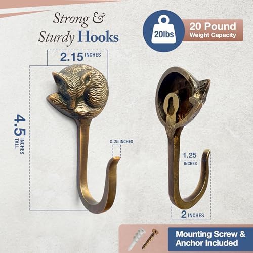 Cast Iron Fox Hook, Heavy Duty, 5.15 inch Tall, Farmhouse Decorative Wall Hook - Image 3