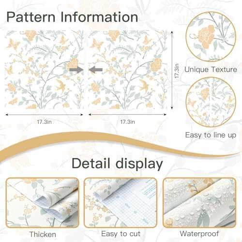 Yellow Wallpaper Floral Peel and Stick Wallpaper Boho Light Blue and Yellow - Image 3