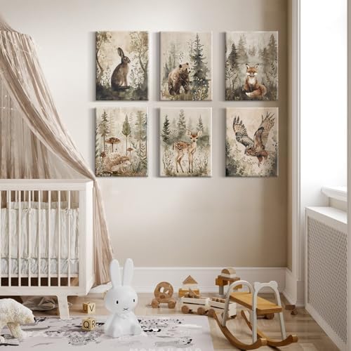 Woodland Animal Wall Art Nursery Canvas Wall Decor Forest Animal Poster Kids - Image 5