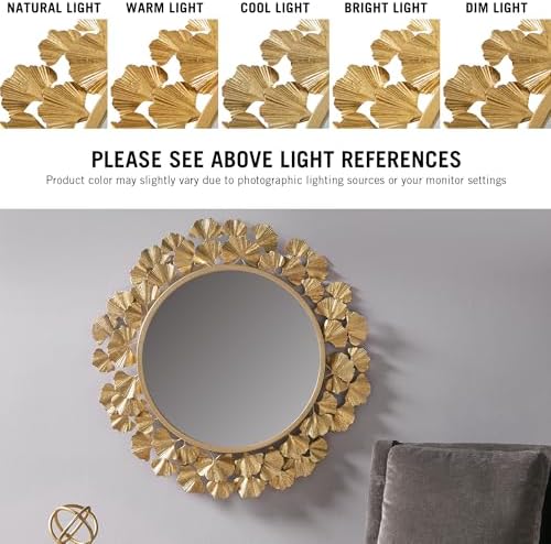 Martha Stewart Wall Décor Large Gingko Leaf Round Wall Mirror - Image 4