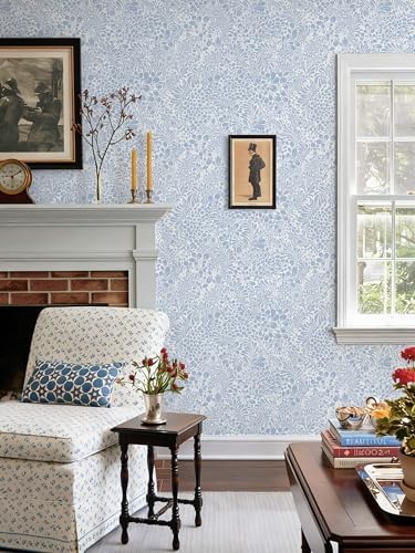 Heroad Light Blue Floral Peel Stick Wallpaper Contact Paper 17.3''x393'' - Image 3