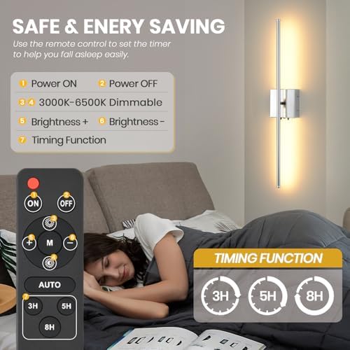 LED Wireless Battery Operated Wall Sconces, 11000mAh Rechargeable Chrome Wall - Image 6