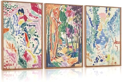 CHDITB Abstract Matisse Framed Canvas Wall Art, Colorful Mid Century Decor by CHDITB