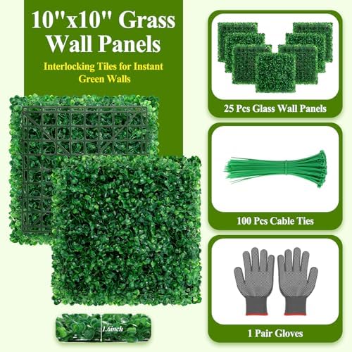25 Pack Artificial Grass Wall 10x10" UV Resistant Faux Panels - Image 3