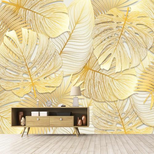 Gradually Changing Gold Texture Leaf Mural Peel and stick-58 x80 - Image 6