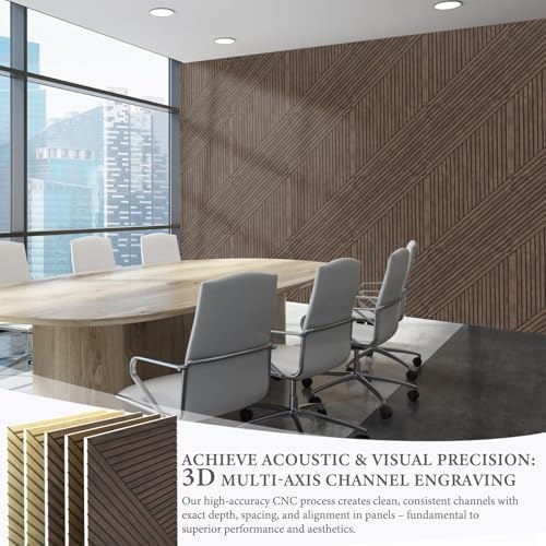JBER Wood-Pattern Acoustic Panels 23.6" x 23.6", 6 Pack, Dark Walnut - Image 6