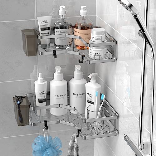 AKTECKE Corner Shower Caddy Bathroom Organizer 2 Pack Adhesive Shelf Decor- No - Image 3