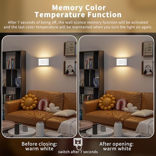 White Modern LED Wall Sconce, 3 Colors Hardwired Indoor Wall Lights - Image 5