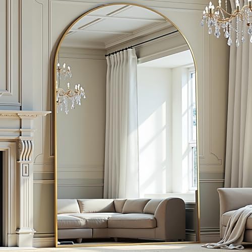 Prywot Full Length Mirror, Oversized 81"x41" Arched-Top Floor Mirror by Prywot