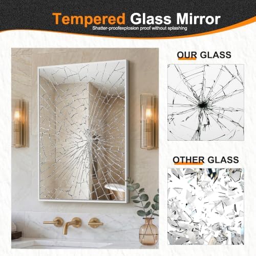 Delma Bathroom Vanity Mirror, 30x20 Silver Metal Framed Mirror - Image 5