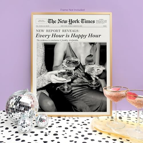 Retro Black and White Newspaper Wall Art 16x20inch UnFramed Every Hour Is Happy - Image 5