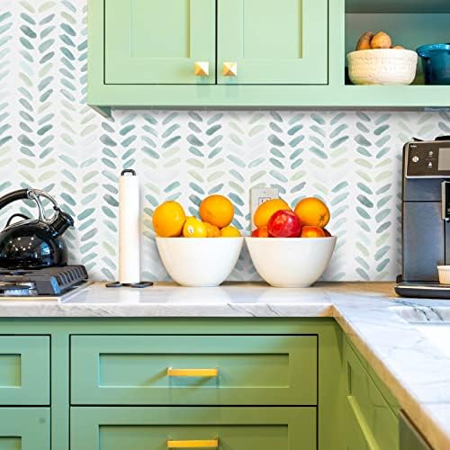 Sevalo Green White Peel and Stick Wallpaper Boho Contact Paper 17.3”×78.7” - Image 5