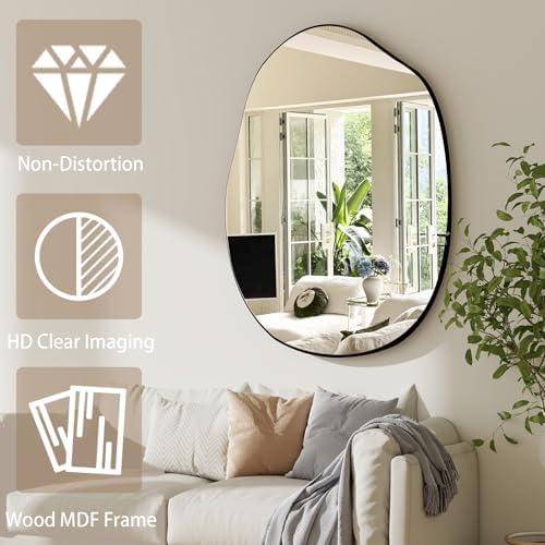 HARRITPURE 26"x40" Irregular Wall Mirror, Bathroom Mirror - Image 3
