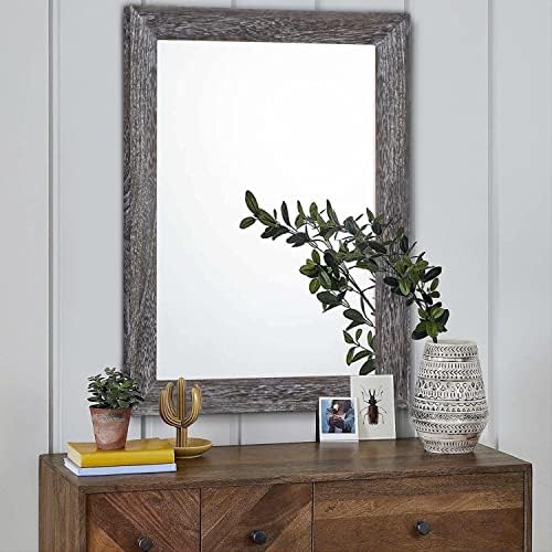 AAZZKANG Wall Mirror with Rectangle Wood Frame Large 26"x18" Rustic Decorative - Image 3