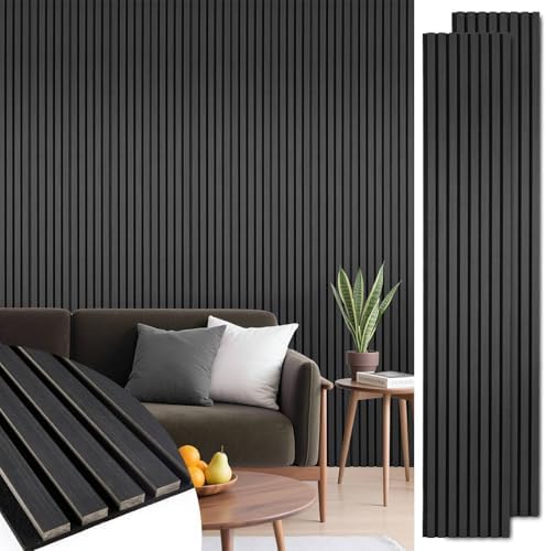 Acoustic Wood Slat Panels 2 Pack 106" x 12.6", Soundproof Wooden Wall Panels by LARWORKS
