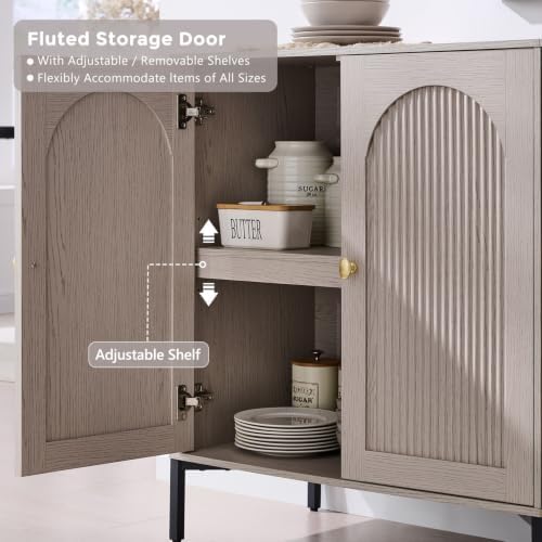 IFGET 92.63"W Modern Arch Sideboard Buffet Cabinet - Image 4