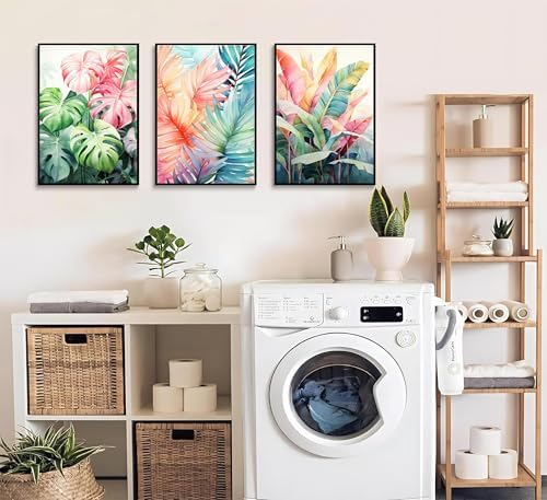 Uofnvrji 3pcs Tropical Botanical Monstera Leaves Canvas Wall Art - Image 5