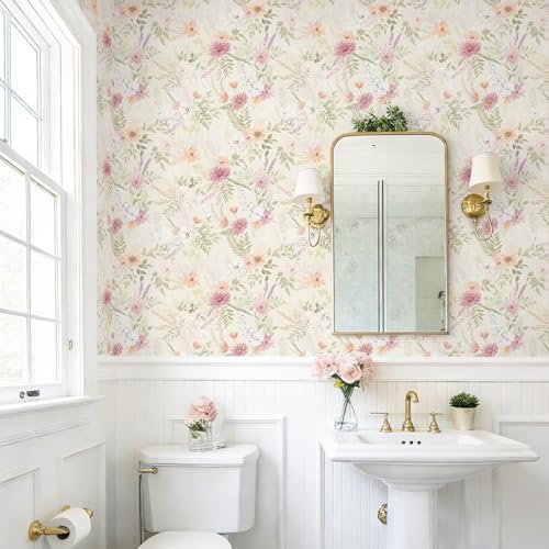 Dimoon Floral Peel and Stick Wallpaper Beige Boho Neutral Cottage Contact Paper - Image 7