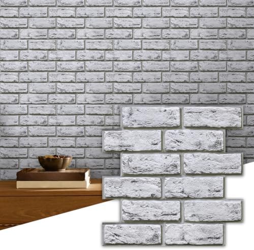 Commomy Faux Brick Wall Panels Peel and Stick Thin PVC 10 Pcs 11.8" x 11.8" by CommomyDecor