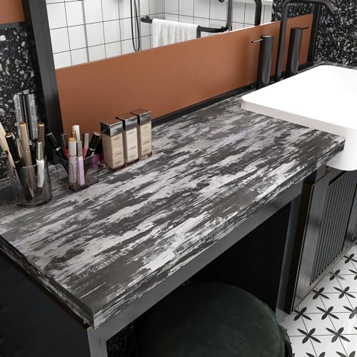BOMENG Black Concrete Peel and Stick Industrial Wallpaper 15.7"x354" Cement - Image 5