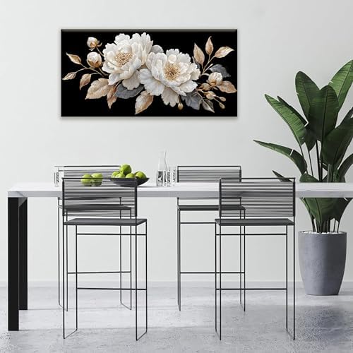 Elegant White Flower Wall Art Prints 20"x40" Canvas Wall Art - Image 2