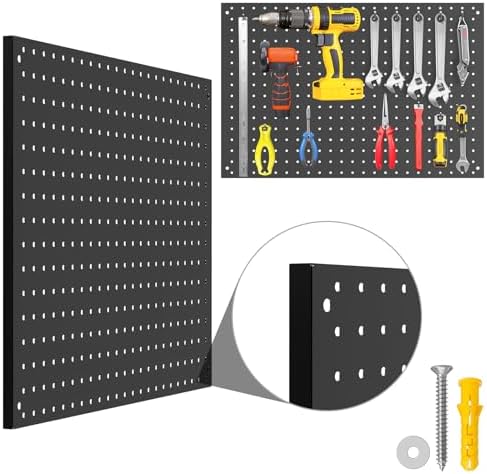 Peg Board, 2 Pack Metal Pegboard Panels Black Pegboards Wall Organizer - Image 2