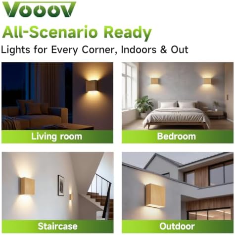 Natural Wood Grain Up & Down Modern Indoor Outdoor LED Wall Sconce - Image 4