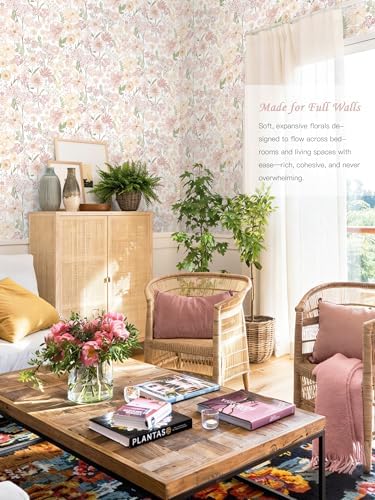 Heroad Floral Peel and Stick Wallpaper Pink Contact Paper Flower Stick on - Image 2