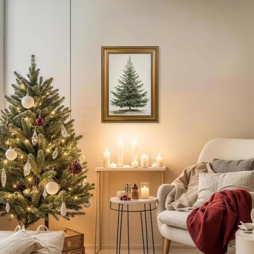 AVECCO Christmas Tree Pine Botanical Wall Art Canvas Framed 12x16 inch - Image 2
