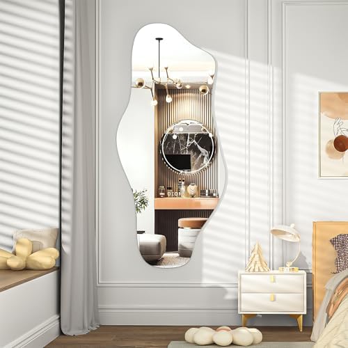 Hasipu 48"x22" Irregular Wall Mirror Frameless Asymmetrical Mirror by Whatssuitableisthebest