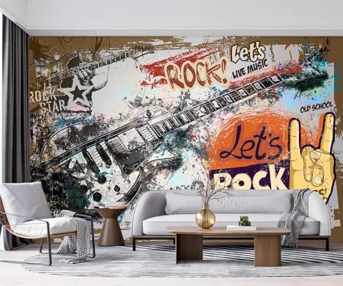 YQWDMX -Vintage Graffiti Hand-Painted Wall Bedroom Mural XT17 L 180" x 115" by YQWDMX