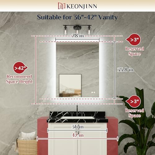 Keonjinn 28"x36" LED Bathroom Mirrors - Image 2