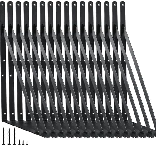 16 Pack L18 x H 12" Black Heavy Duty Shelf Brackets by MHMYDZ