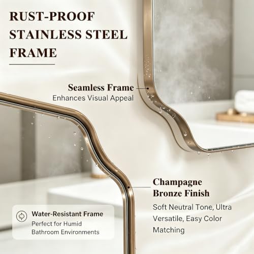 ANDY STAR 30"x40" Champagne Bronze Scalloped Mirror - Image 4