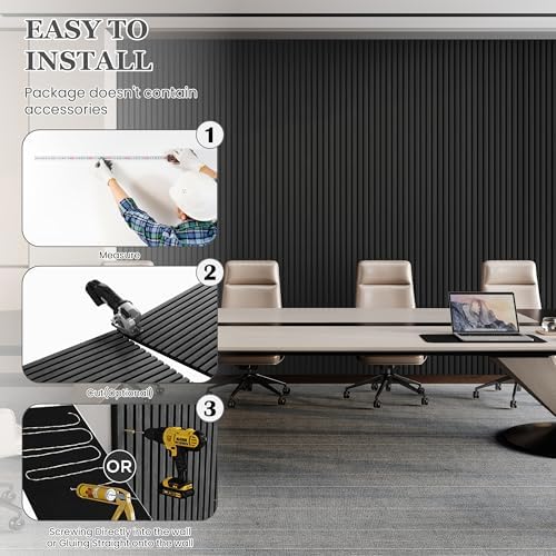 6 Pack Wood Salt Acoustic Wall Panels 94" x 7.9" x 0.8", Dark Gray - Image 7