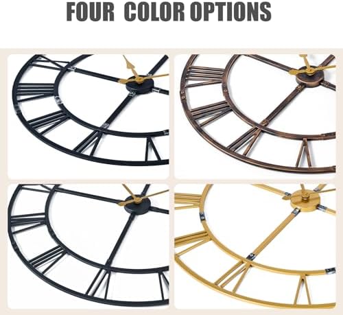 32 Inch Large Silent Wall Clock, Easy Assembly Roman Numeral Bronze - Image 7