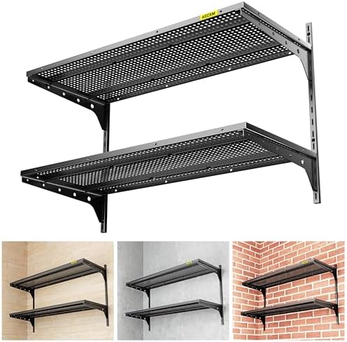 Aecxm 1pack×2 Tier 1.3x3ft Garage Shelving Wall Mounted, 400 lbs Load Capacity by AECXM