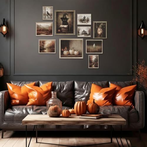 KBKBART 10pc Halloween Wall Art Print Spooky Ghost Autumn Landscape Posters - Image 7