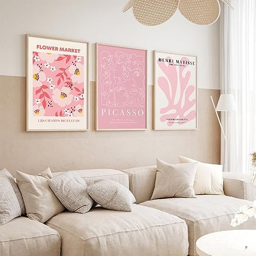 Matisse Abstract Wall Art Decor Pink Flower Canvas Pictures Picasso Aesthetic - Image 3