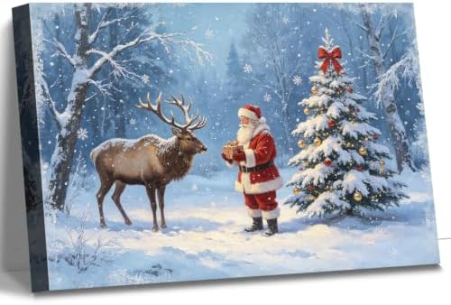 AVANT GARDE CANVAS Christmas Canvas Wall Art, Santa Claus Giving Gift to by AVANTCARDECANVAS