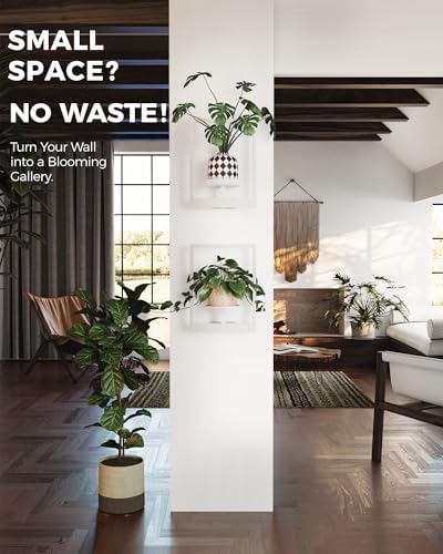 Bamworld Wall Plant Holder Plant Stand Indoor Wall Planters White - Image 5