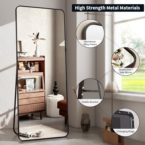 64"x21" Full Length Mirror, Full Body Rounded Corner Rectangle Mirrors - Image 3