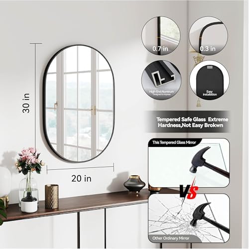 SCWF-GZ 30x20 Runway Mirror Round Wall Mounted/Against Wall Black - Image 2