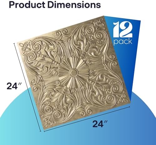 Art3d PVC Drop Ceiling Tiles 24x24 in, 48 Sq.Ft, Sunset Gold - Image 2