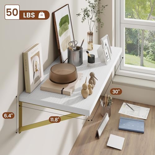 Deep Wall Shelves 30"W x 12"D Engineered Wood Floating Shelves - Image 3