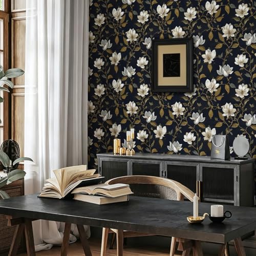 Livebor Dark Peel and Stick Wallpaper Floral Contact Paper 16.9" x 118.1" - Image 5